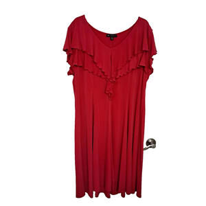 N TouchPink Poly/Spandex Dress With Ruffled neckline and Short Sleeve Sz XL